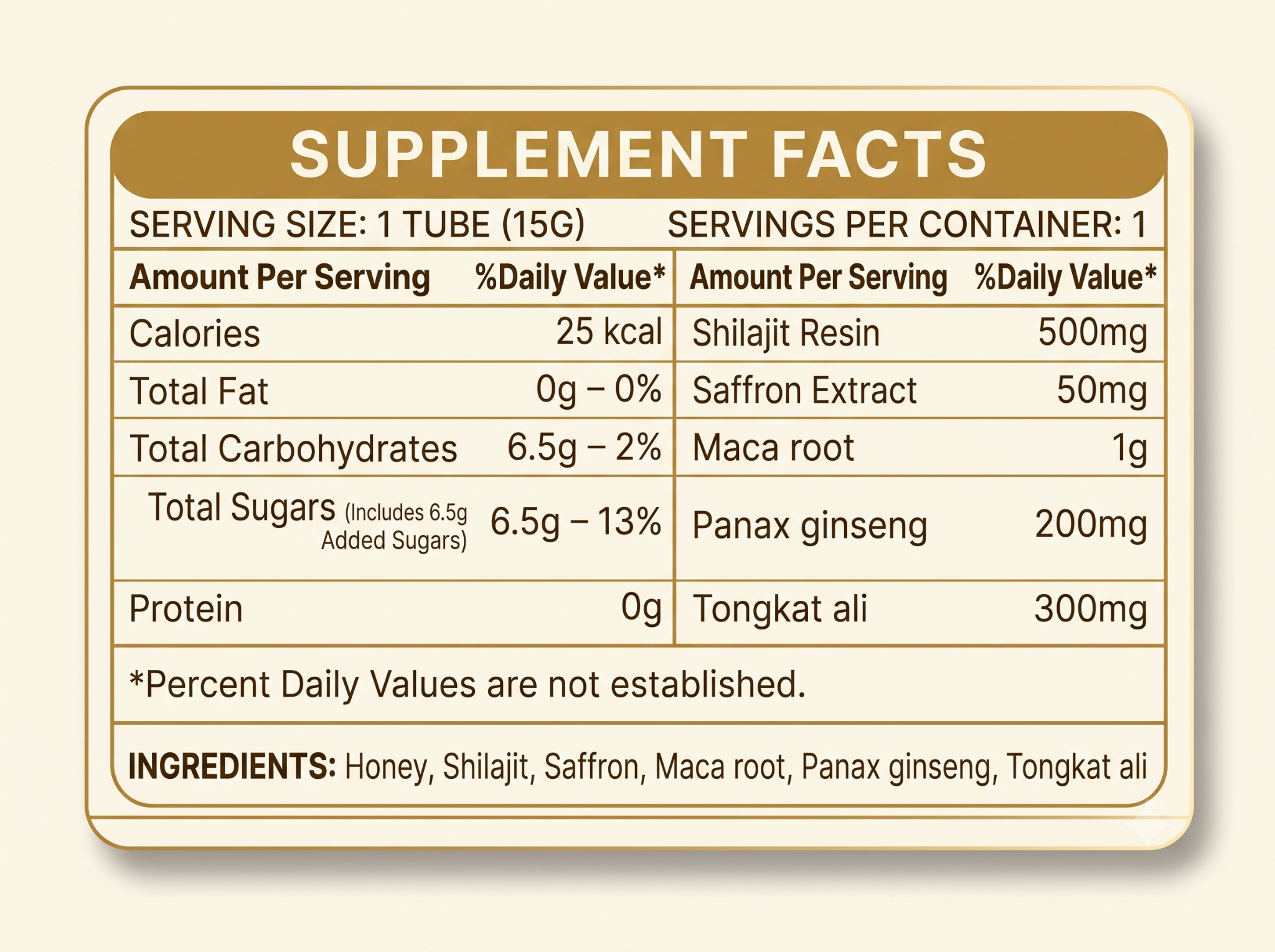 Shilajit69 supplement facts